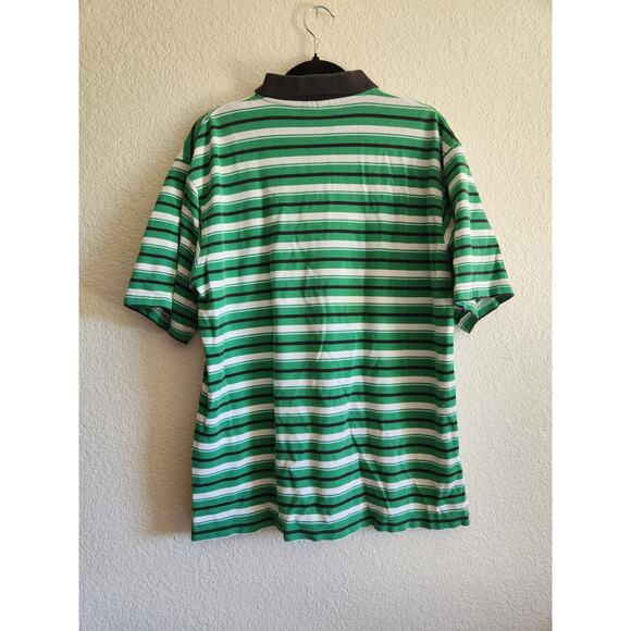 Y2k South Pole Men's Striped Green Polo Xl - Picture 2 of 9